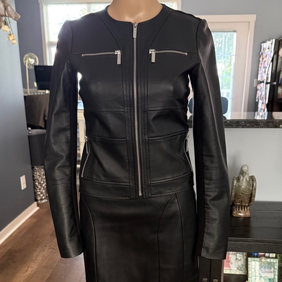 Michael Kors Jackets & Blazers - Michael Kors Black Leather Zip-Front Jacket